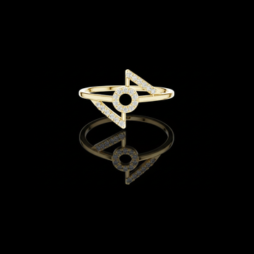 0.11 TCW Contemporary Geometric Lab Grown Diamond Ring with Open Circle and Pave Accents