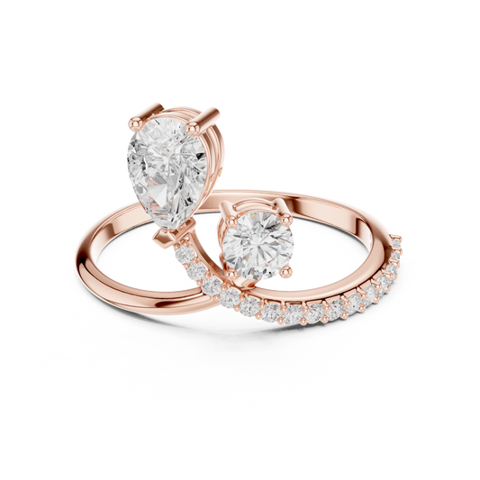 Pear Cut Lab Diamond Open Bypass Engagement Ring