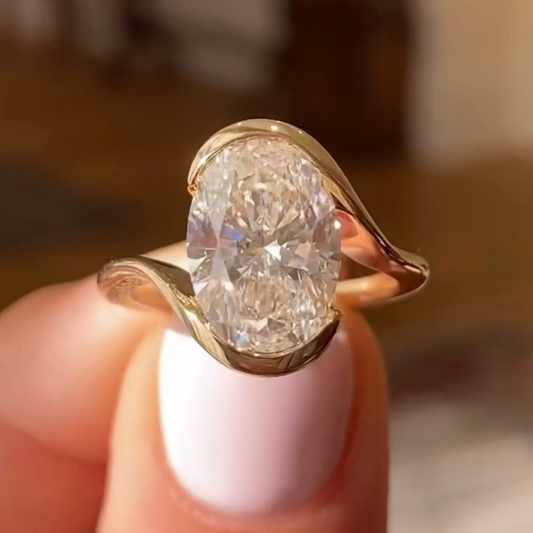 Oval Lab Grown Diamond Bypass Solitaire Ring