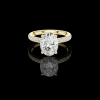 Oval Cut Lab Grown Diamond Solitaire Ring with Pave Band