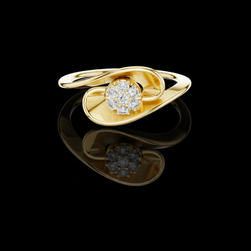 0.10 TCW Golden Bloom Moissanite Diamond Cluster Ring with Elegant Curved Petal Design Fine Jewelry