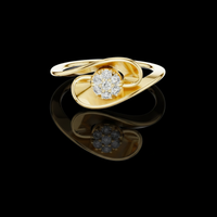 Round Moissanite Diamond Cluster Abstract Swirl Statement Ring