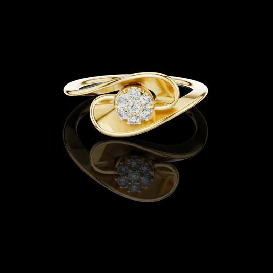 Round Moissanite Diamond Cluster Abstract Swirl Statement Ring