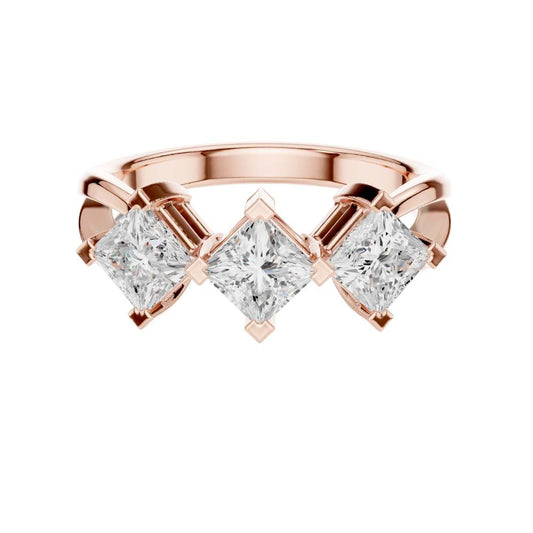 Princess Cut Three Stone Moissanite Diamond Engagement Ring