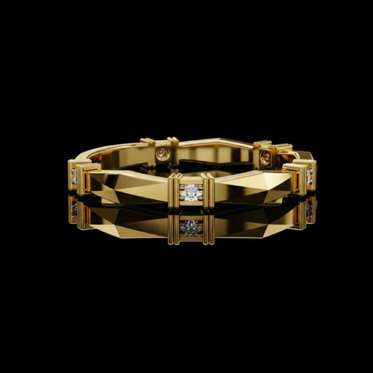 Geometric Lab Grown Diamond Faceted Wedding Band Ring