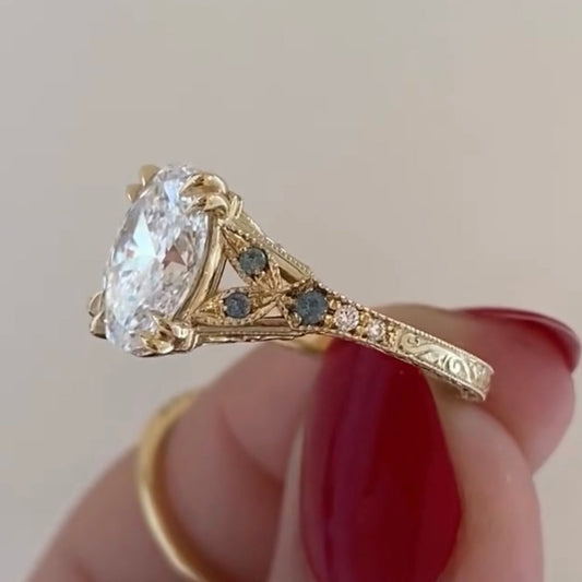 Oval Cut Diamond Lab Grown Vintage Classic Ring