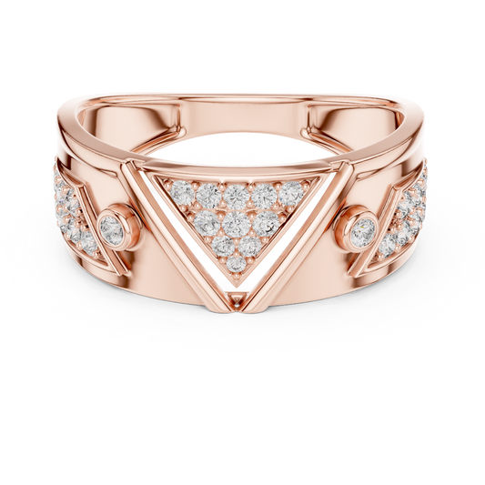 Round Cut Moissanite Diamond Men's Inverted Triangle Pave Wedding Ring