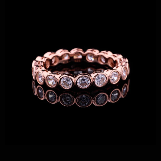 Round Lab Grown Diamond Bezel Set Eternity Wedding Band Ring