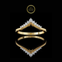 0.15 TCW Moissanite Diamond Elegant Tiara Chevron Wedding & Stacking Ring Band for Surprise