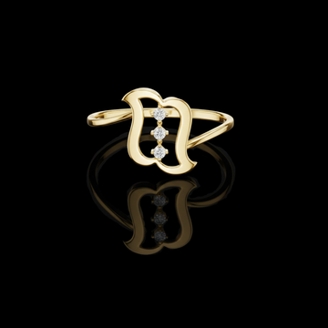 0.03 TCW Monogram-Inspired Ring Featuring a Vertical Trio of Brilliant Lab Grown Diamond