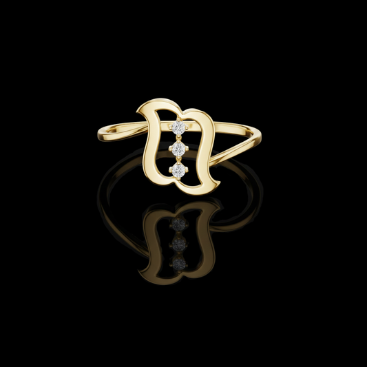 0.03 TCW Monogram-Inspired Ring Featuring a Vertical Trio of Brilliant Lab Grown Diamond