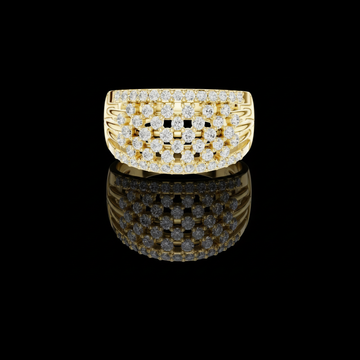 0.89 TCW Infinite Sparkle Multi Row Moissanite Diamond Cascade Ring in Polished Gold