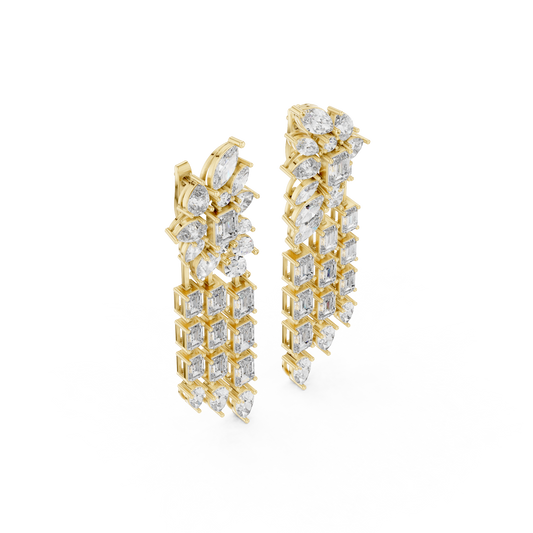 Grand Multi Shape Lab Diamond Chandelier Earrings Trending Statement Drop Jewelry