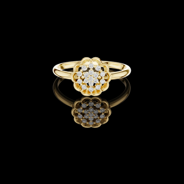 0.085 TCW Radiant Petal Sculpted Floral Round Lab Grown Diamond Cluster Ring