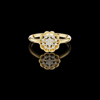 Round Lab Grown Diamond Floral Cluster Engagement Ring