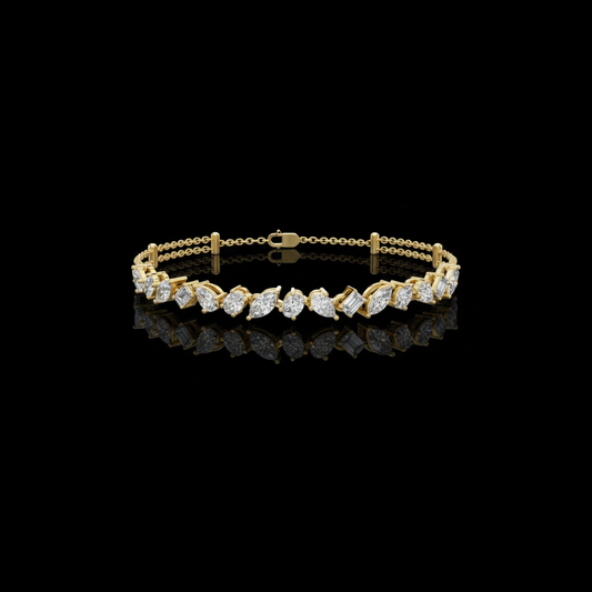 1.04 TCW Majestic Moissanite Bracelet with Alternating Marquise, Oval, Pear and Emerald Cut Diamonds