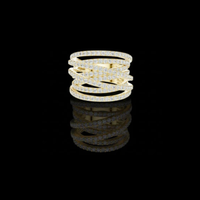 Round Cut Lab Grown Diamond Multi Row Crossover Statement Ring