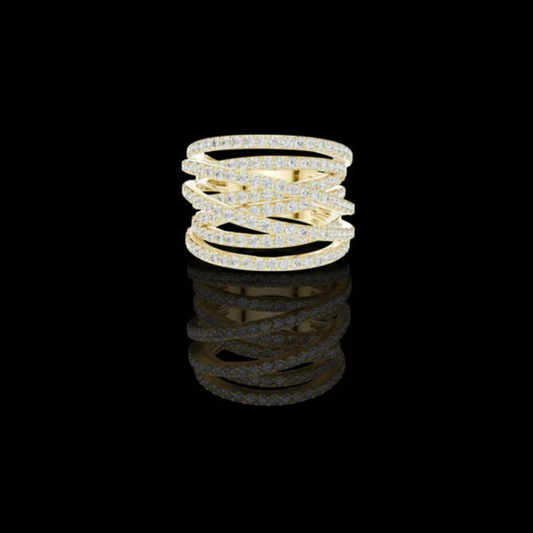 Round Cut Lab Grown Diamond Multi Row Crossover Statement Ring