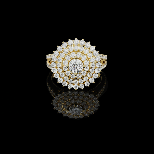 0.30 CT Howcasing a Center Lab Grown Diamond Surrounded by Multi Layer Halo Sparkle