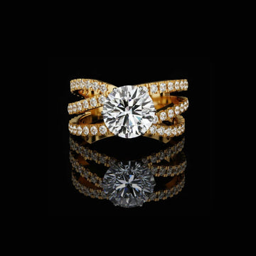 0.82 CT Multi Row Round Moissanite Diamond Ring with Pave Detailing Premium Design by Ivevar Luxury