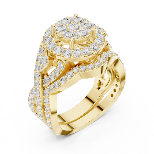Round Halo Cluster Moissanite Diamond Ring For Her