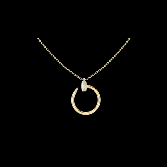 0.21 TCW Elegant Open Ring with Minimal Pave Lab Grown Diamond Circle Charm Modern Nail Inspired Pendant Fine Jewelry