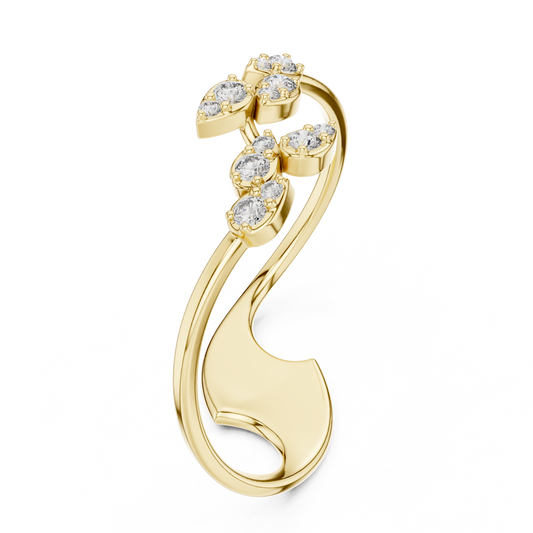 Leaf Wrap Ring with Round Moissanite Diamond Engagement Ring