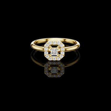0.06 CT Octagon Halo Ring Featuring a Brilliant Princess Cut Center Lab Grown Diamond