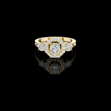 0.51 CT Octavia Halo Octagonal Moissanite Diamond Halo Ring with Side Accents