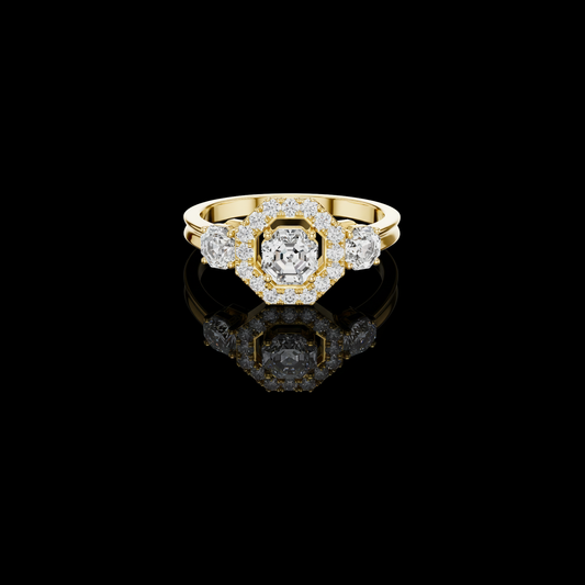 0.51 CT Octavia Halo Octagonal Lab Grown Diamond Halo Ring with Side Accents