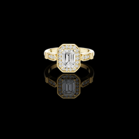 Emerald Cut Octagonal Halo Moissanite Diamond Ring