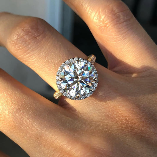 2.40 CT Heritage Crafted Round Old European Cut Lab Diamond Halo Ring with Micro Pave Accents