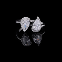 Toi Et Moi Pear Cut Halo Lab Grown Diamond Open Gap Ring