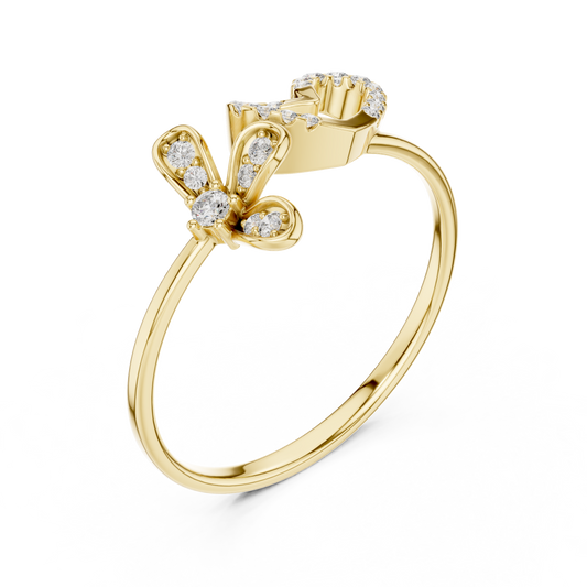 Open Heart Moissanite Ring with Pave Accents Promise Ring