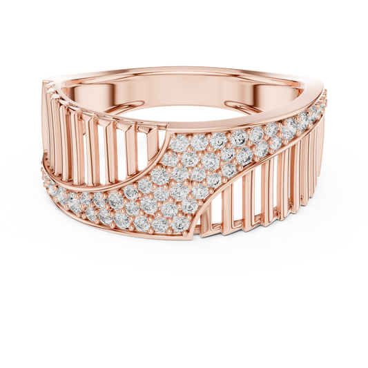 Round Cut Moissanite Diamond Men's Vertical Pillar Cage Pave Statement Ring