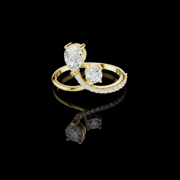 0.55 CT Luxurious Pear and Round Cut Lab Grown Diamond Minimal Pave Engagement Ring For Women