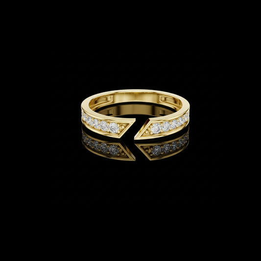 Round Cut Open Chevron Lab Grown Diamond Stackable Wedding Band