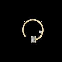 Minimalist Emerald Cut and Round Brilliant Moissanite Crescent Connector Charm