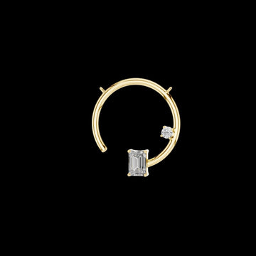 Minimalist Emerald Cut and Round Brilliant Moissanite Crescent Connector Charm