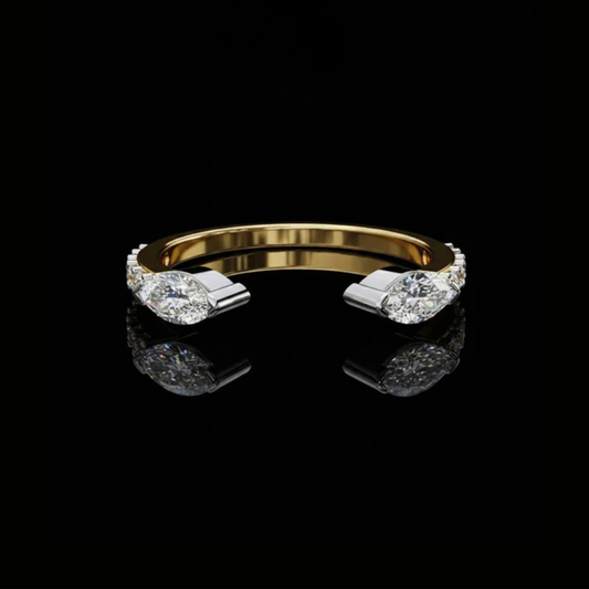 Open Pear Cut Lab Grown Diamond Bypass Ring with Pave Accents