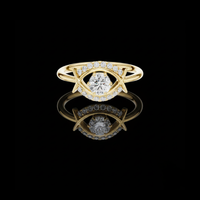 Round Cut Lab Grown Diamond Evil Eye Pave Engagement Ring