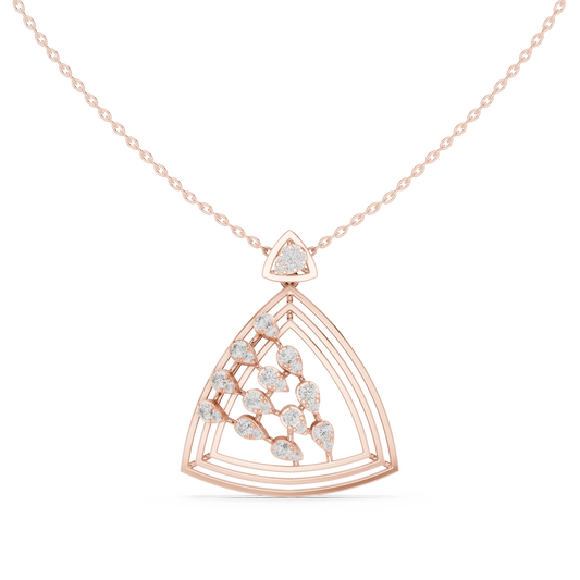 Open Triangle Floral Lab Grown Diamond Pendant Necklace