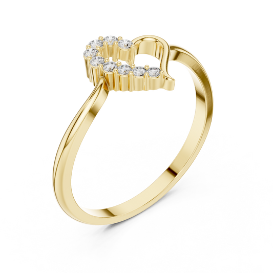 Round Cut Lab Diamond Heart Ring With Pave Design