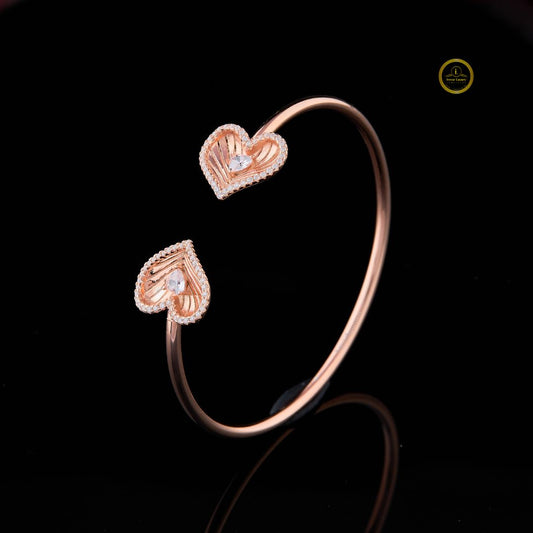 Heart & Round Cut Lab Diamond Heart Motif Open Bracelet