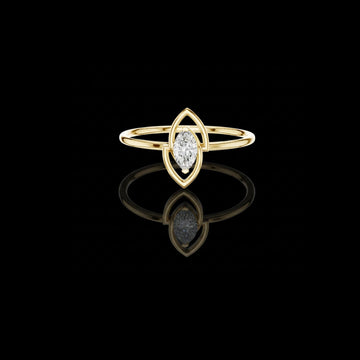 0.16 CT Soft Glow Marquise Moissanite Diamond Ring with Open Leaf Frame and Minimalist Band For Girl