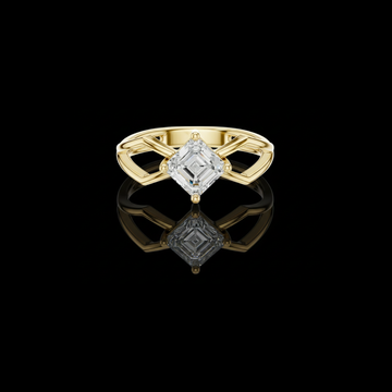 0.88 TCW Opulent Emerald Moissanite Diamond Ring with Open Split Shank Geometric Band