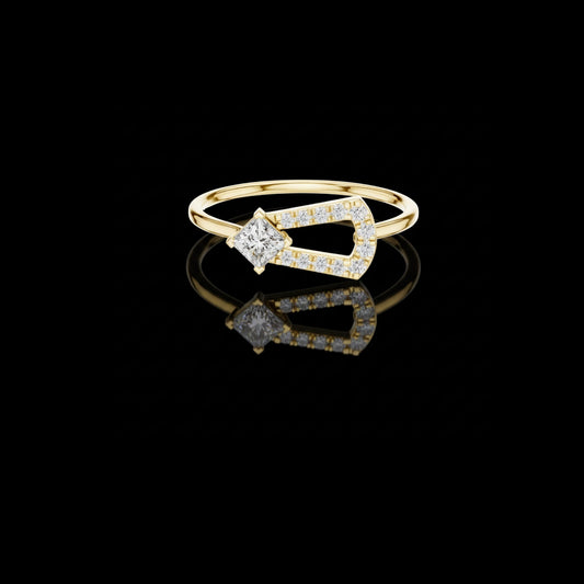 0.17 CT Sophisticated Princess Center Cut Moissanite Diamond Ring with Pave Frame Accent For Stillness Love