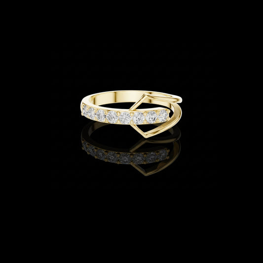 0.36 TCW Bliss Open Chevron Band with Graduated Round Moissanite Diamonds and Sculpted V-Frame Design