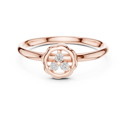 Round Cut Moissanite Diamond Three Stone Floral Cluster Ring