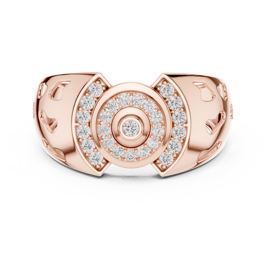 Round Cut Lab Grown Diamond Men's Circular Medallion Arch Bracket Statement Band